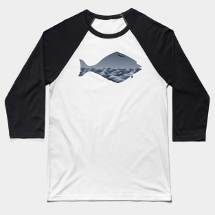 Halibut and Scenery Baseball T-Shirt